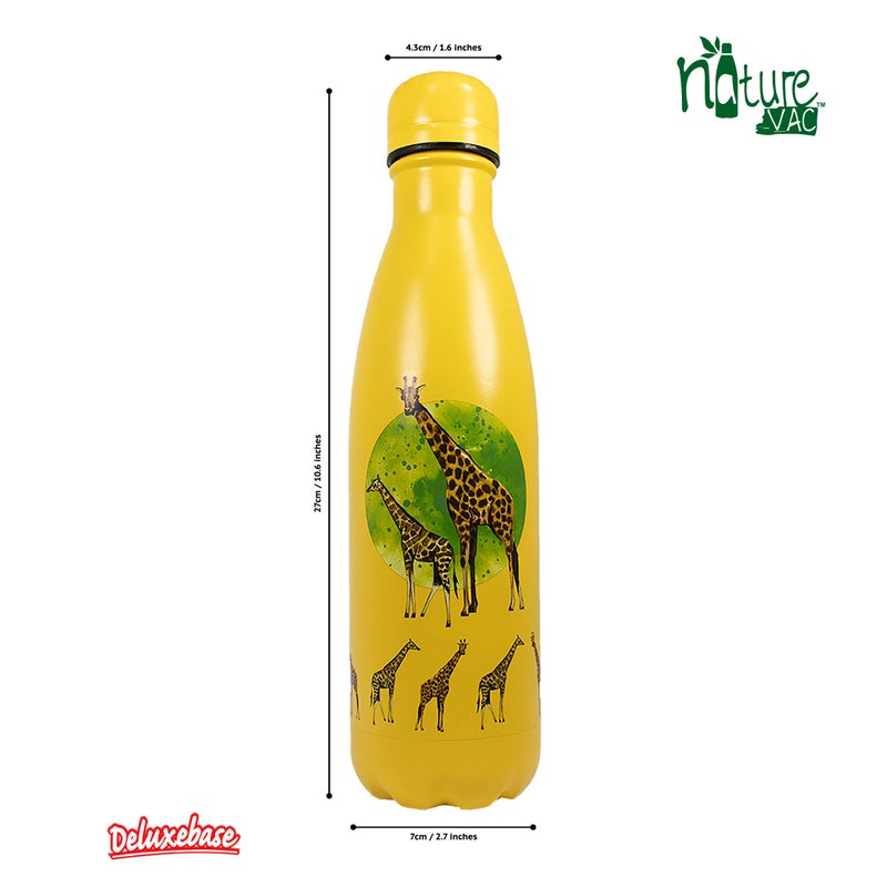  ديلوكس بايز NatureVac Giraffe - زجاجة مياه معزولة حرارياً من الفولاذ المقاوم للصدأ سعة 17 أونصة - يبقى المشروب ساخنًا لمدة 12 ساعة وباردًا لمدة 24 ساعة زجاجة مياه مانعة للتسرب لصالة الألعاب الرياضية والسفر والمدرسة الرياضية - Image 5